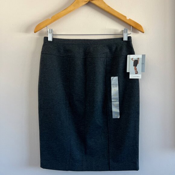ELLEN TRACY | Charcoal Pencil Skirt with Side Detail - Picture 1 of 7